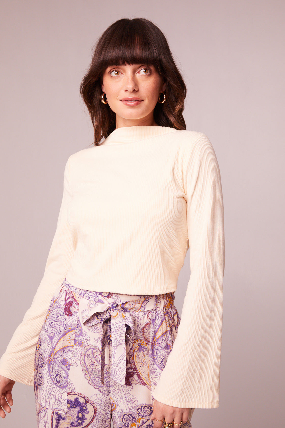 Avril Cream Mock Neck Crop Top