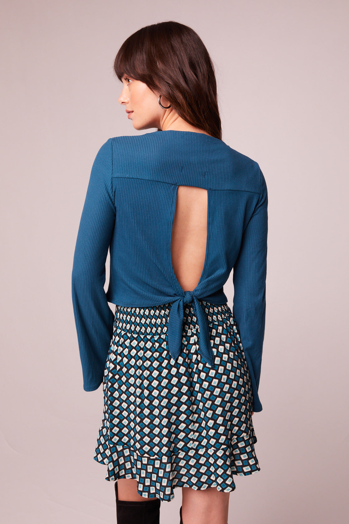 Avril Teal Mock Neck Crop Top