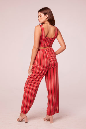 Azha Coral Stripe High Waisted Pants