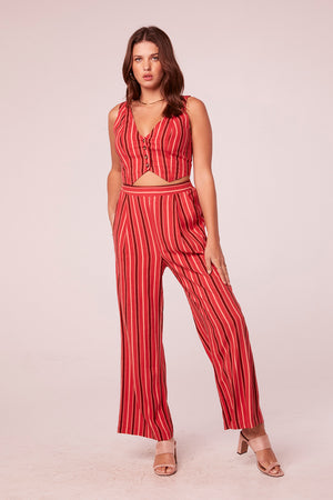 Azha Coral Stripe High Waisted Pants