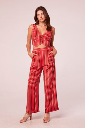 Azha Coral Stripe High Waisted Pants
