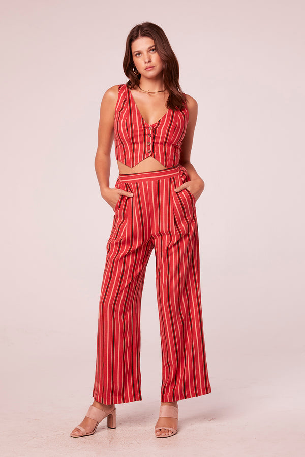 Azha Coral Stripe High Waisted Pants