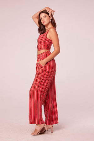 Azha Coral Stripe High Waisted Pants