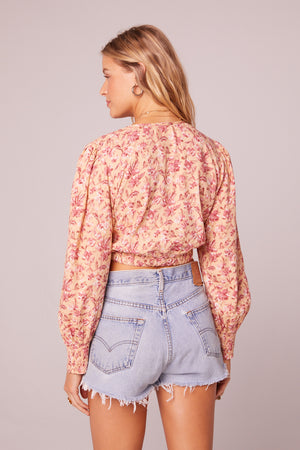 Bay Blush Floral Tie Front Top