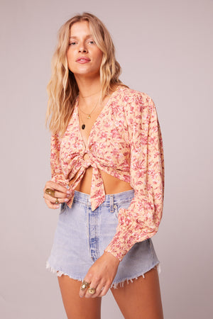 Bay Blush Floral Tie Front Top