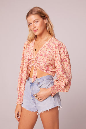 Bay Blush Floral Tie Front Top