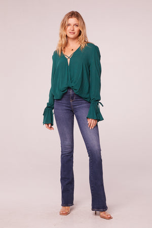 Becky Pine Crossover Long Sleeve Top