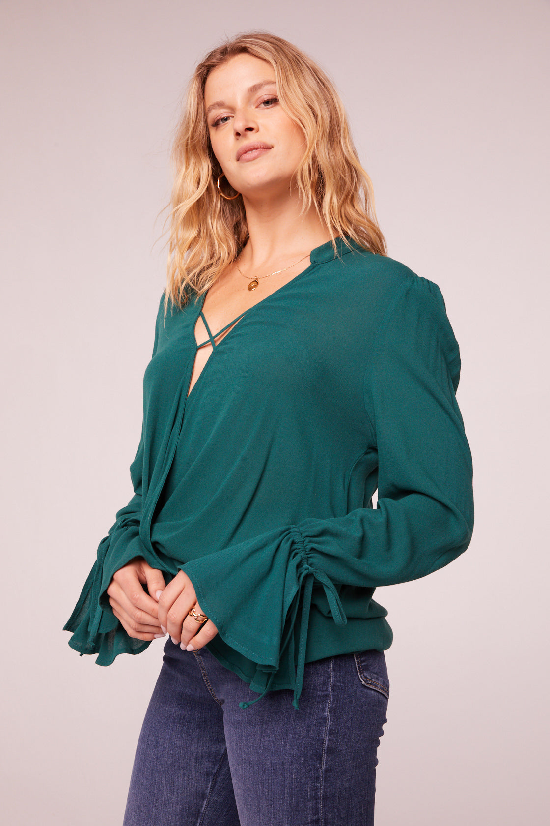 Becky Pine Crossover Long Sleeve Top