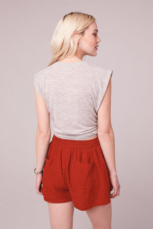 Breicia Ginger Spice Drawstring Waist Shorts Back