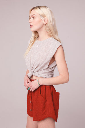 Breicia Ginger Spice Drawstring Waist Shorts Side