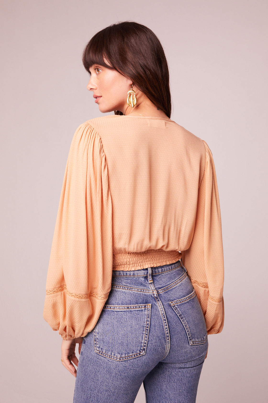 Brie Light Camel Long Sleeve Top