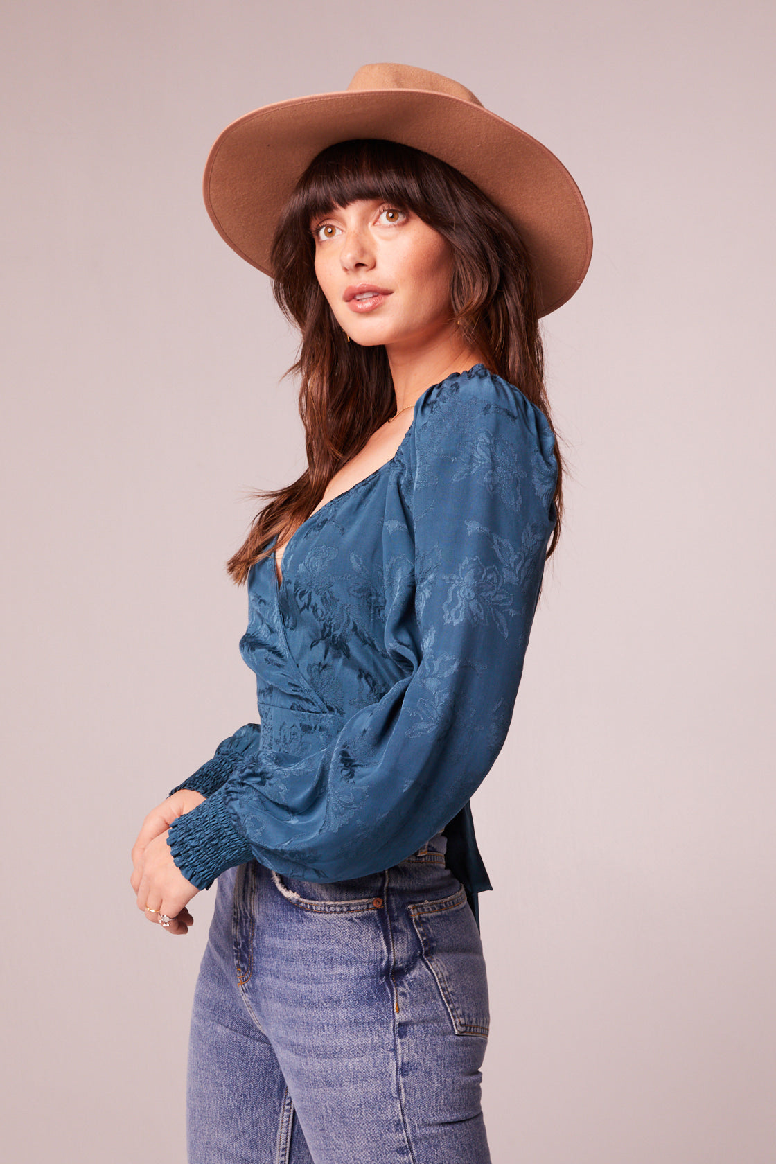 Camille Deep Teal Crossover Crop Top