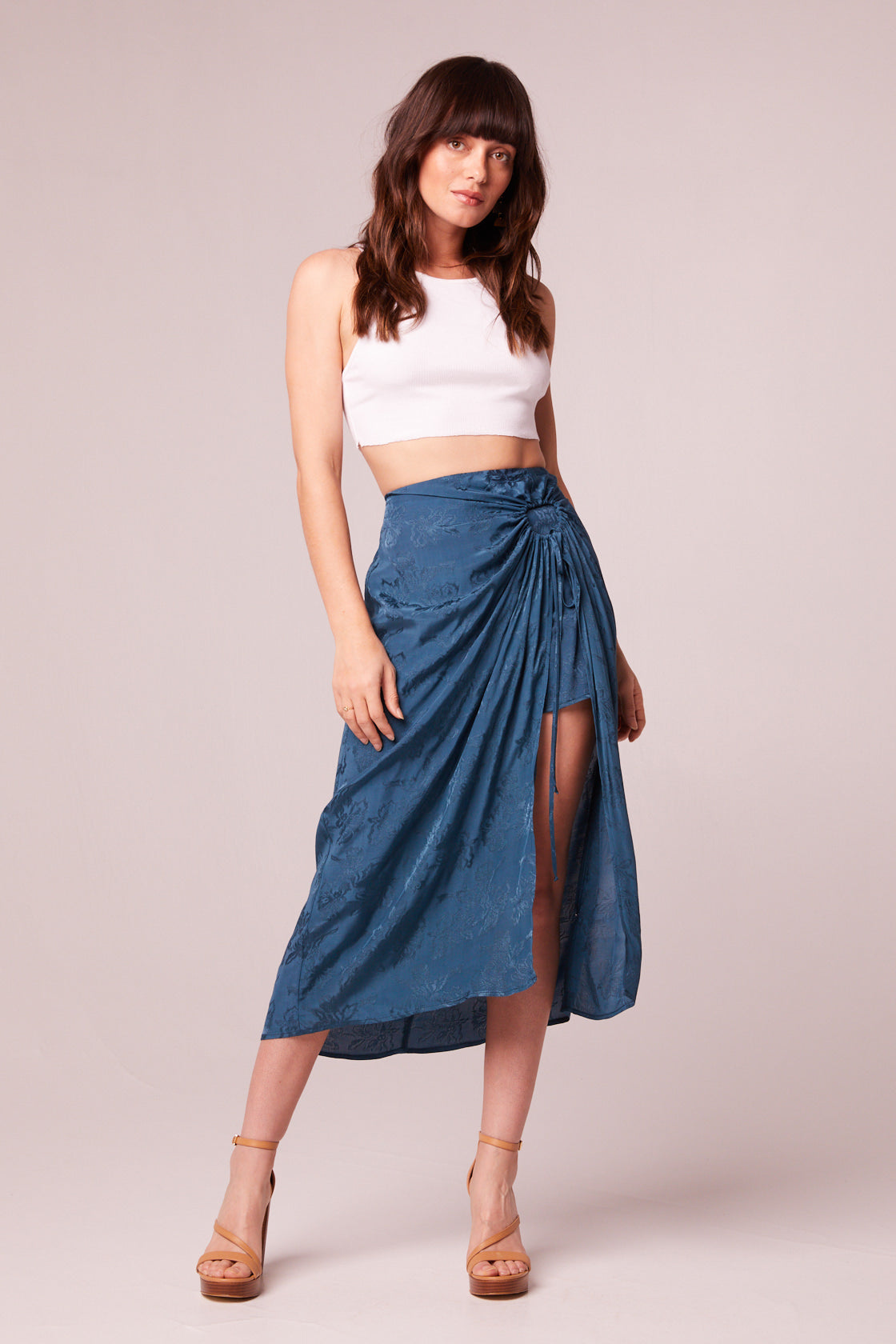 Celene Deep Teal Layered Midi Skirt