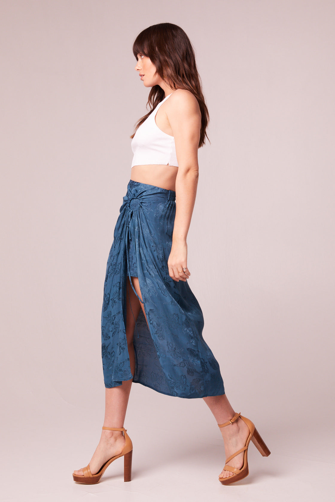 Celene Deep Teal Layered Midi Skirt