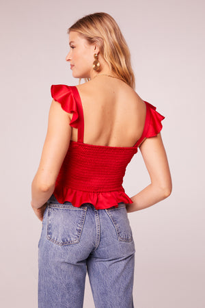 Cherry Bomb Red Quilted Peplum Top