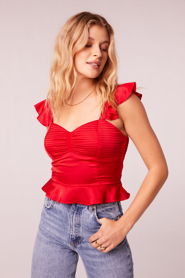 Cherry Bomb Red Quilted Peplum Top