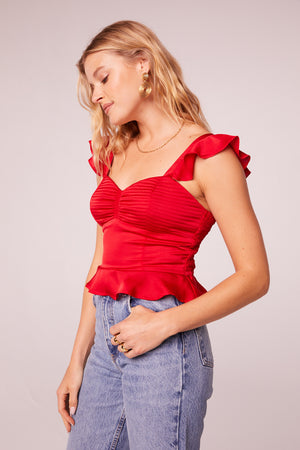 Cherry Bomb Red Quilted Peplum Top