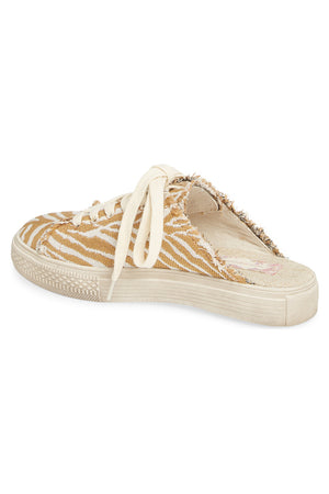 Coast Vegan Natural Zebra Woven Canvas Sneaker Mule Back