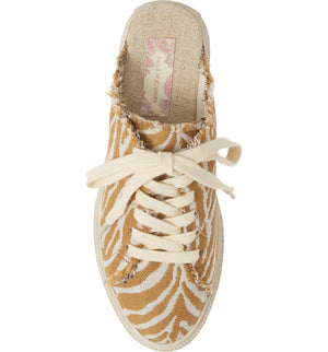 Coast Vegan Natural Zebra Woven Canvas Sneaker Mule Top