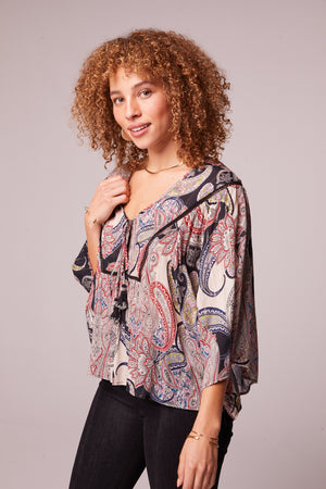 Comma Black Paisley Batwing Top Detail