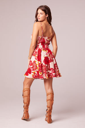 Dancing Queen Red Floral Bra Cup Mini Dress