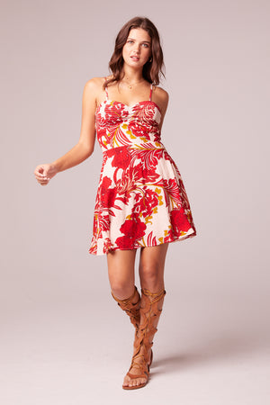 Dancing Queen Red Floral Bra Cup Mini Dress