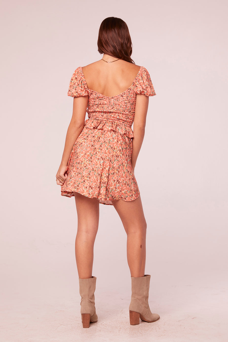 Darsha Salmon Floral Mini Skirt