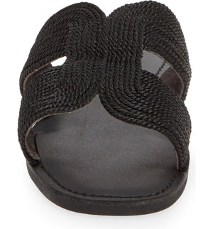 Del Rey Vegan Black Braided Rope Sandal Front