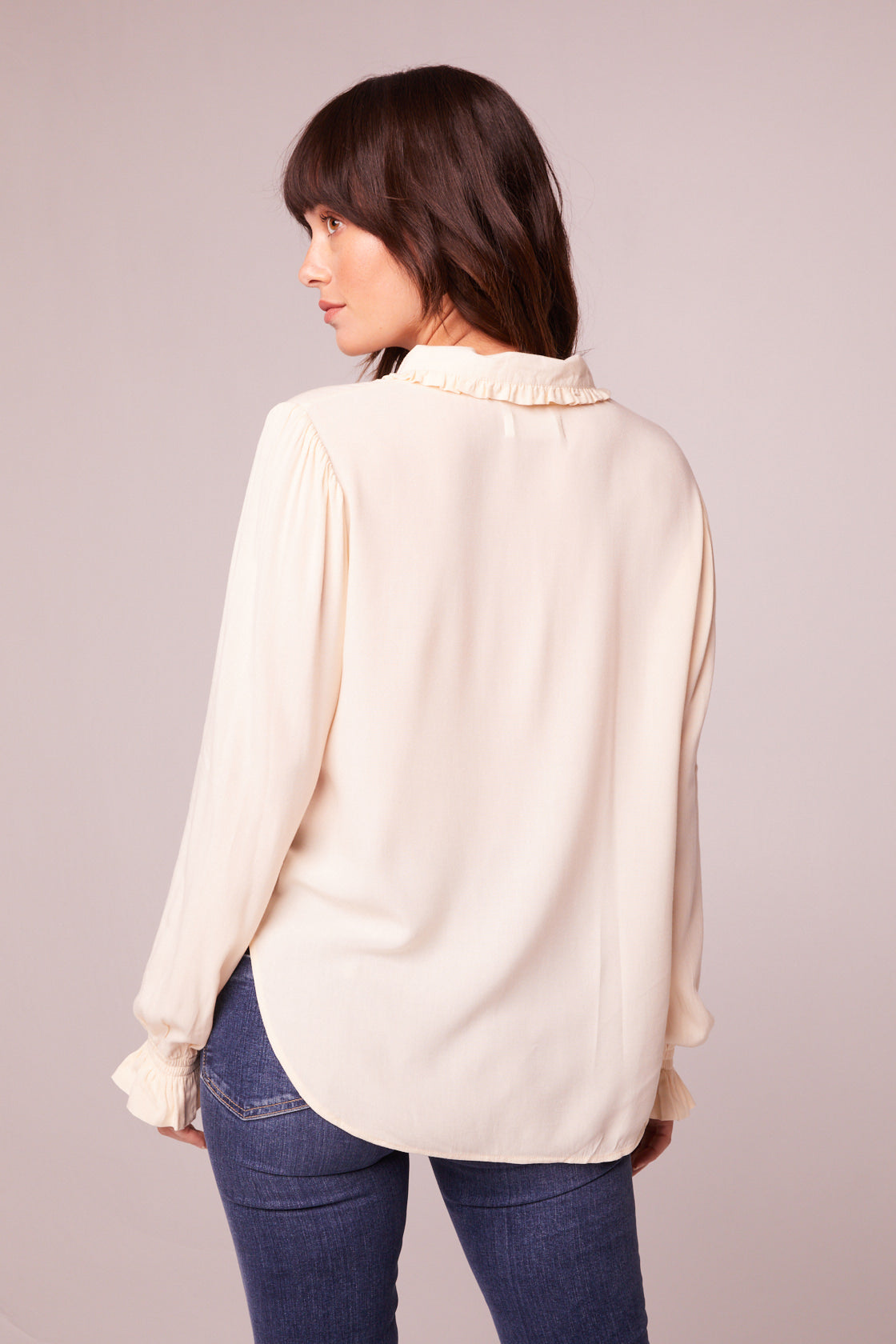 Denise Cream Ruffle Collar Top