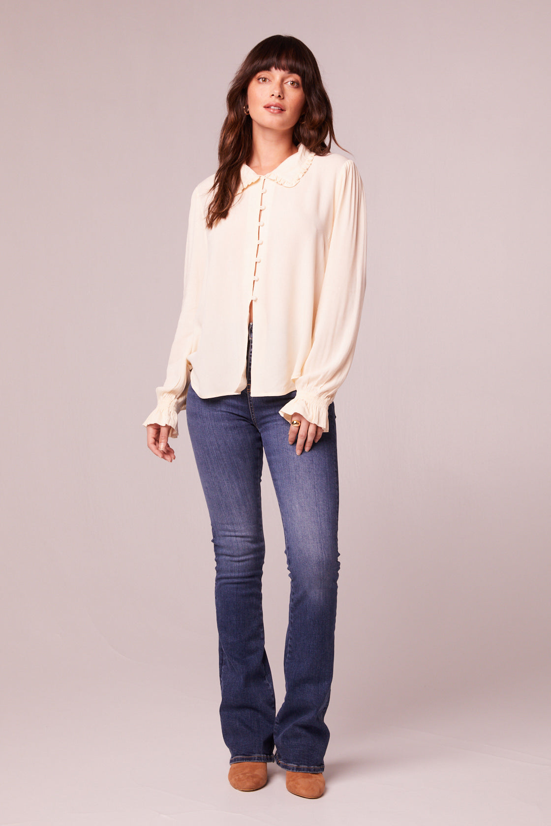 Denise Cream Ruffle Collar Top