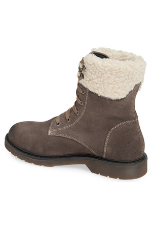 Dillon Grey Fleece Cuff Lace Up Boot Back