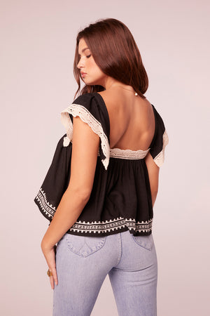 Ela Black Lace Crop Top