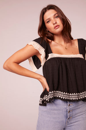Ela Black Lace Crop Top