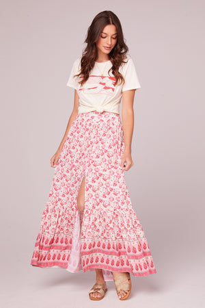 Esmee Coral Border Print Maxi Skirt Master