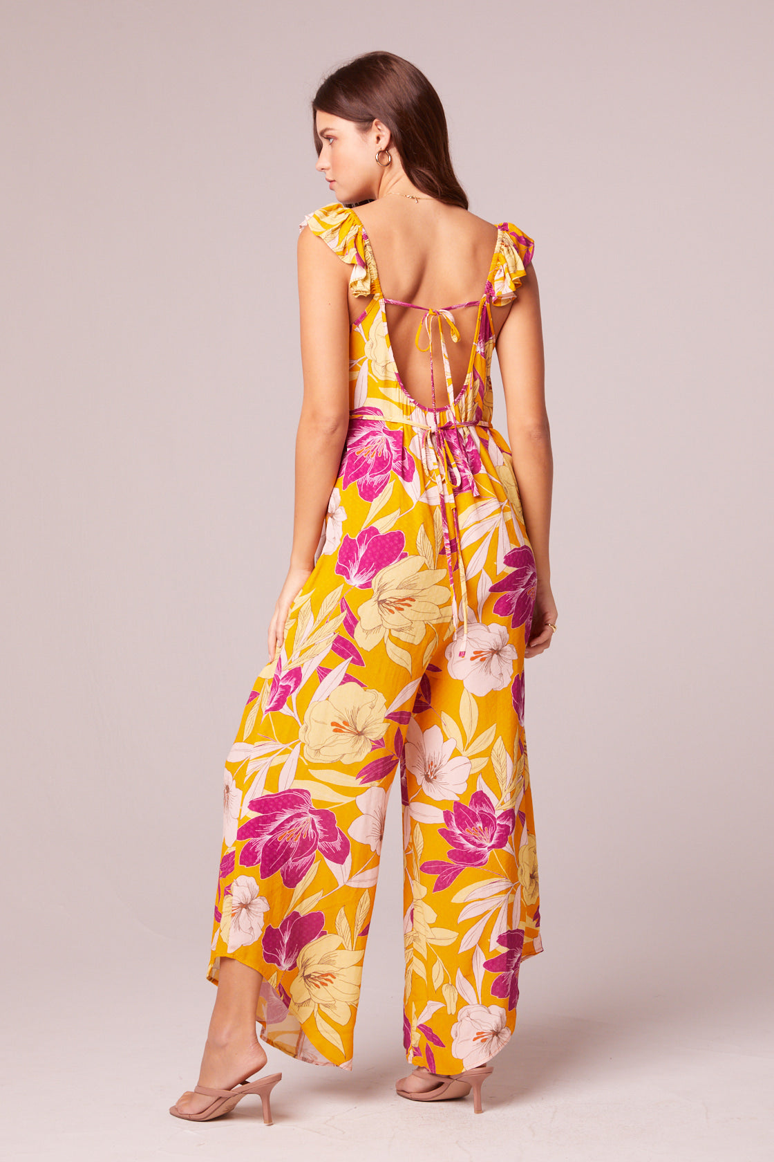 Euphoria Gold Floral Wide Leg Jumpsuit