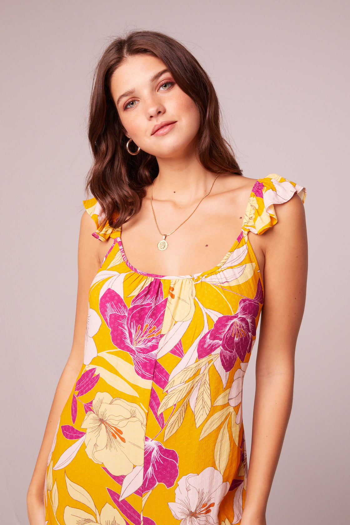 Euphoria Gold Floral Wide Leg Jumpsuit