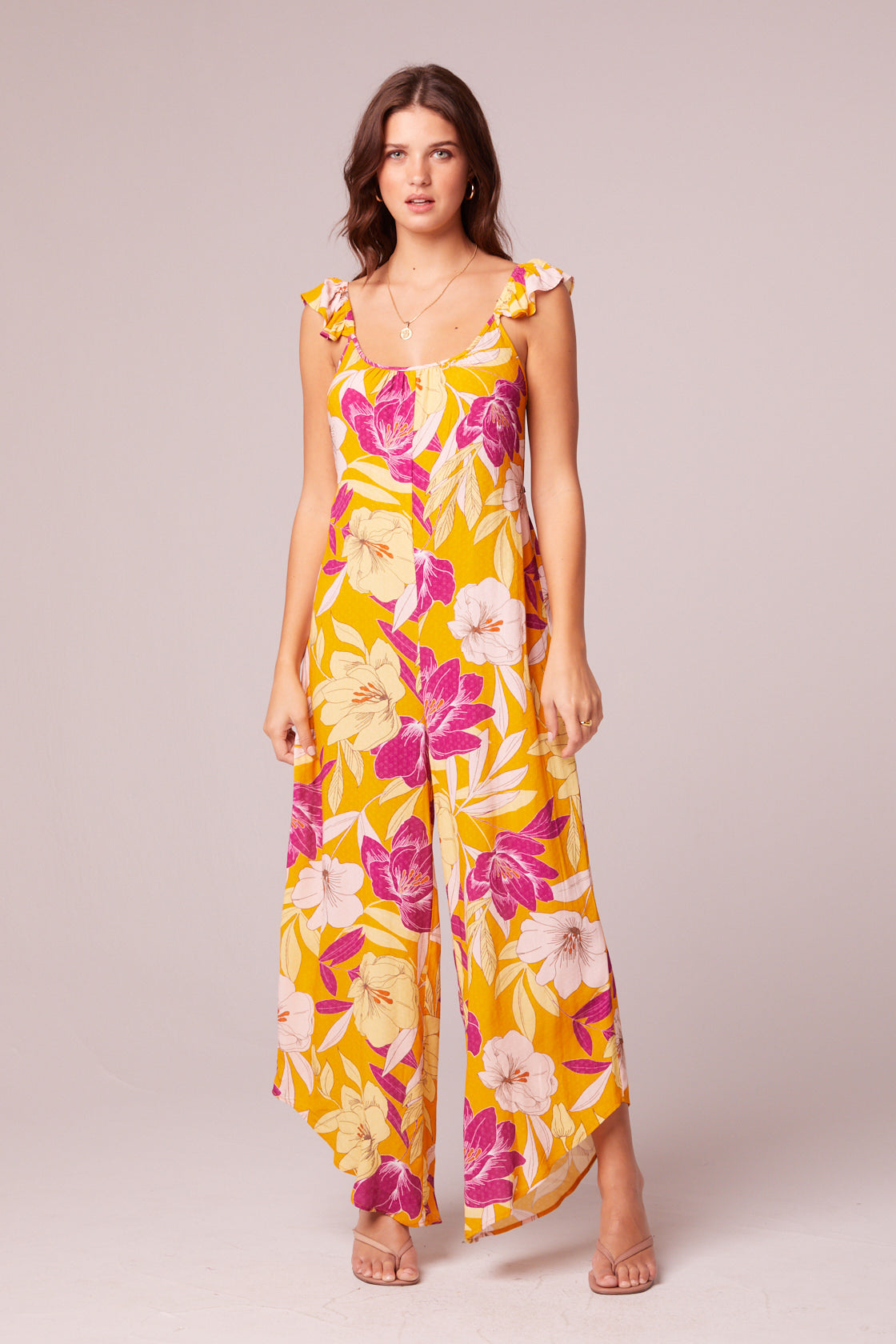 Euphoria Gold Floral Wide Leg Jumpsuit