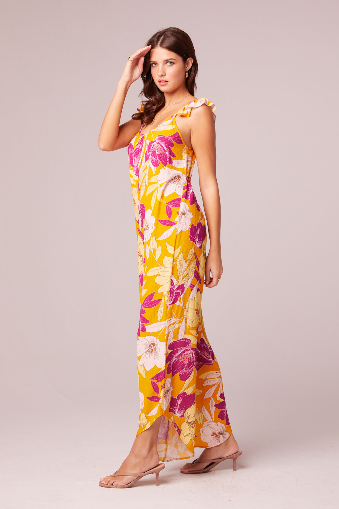 Euphoria Gold Floral Wide Leg Jumpsuit