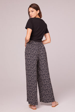 Eve Black Floral Wide Leg Pants Back