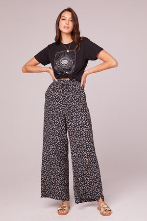 Eve Black Floral Wide Leg Pants Master