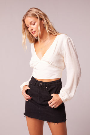 Faye Ivory Long Sleeve Crop Top