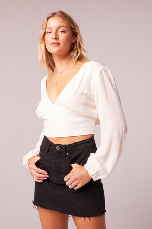 Faye Ivory Long Sleeve Crop Top