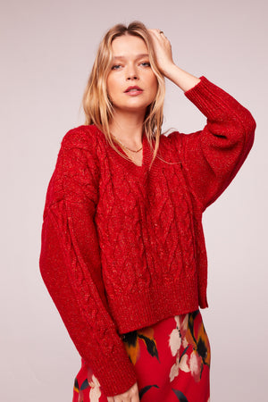 Find A Way Red V-Neck Sweater