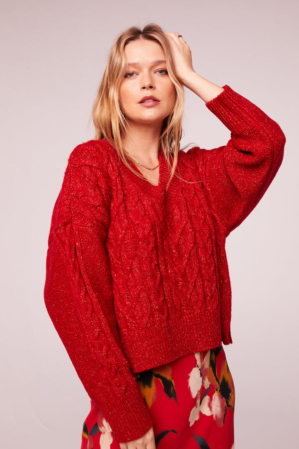 Find A Way Red V-Neck Sweater