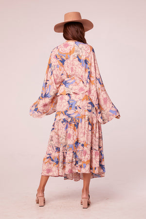 Gita Periwinkle Floral Tiered Maxi Skirt