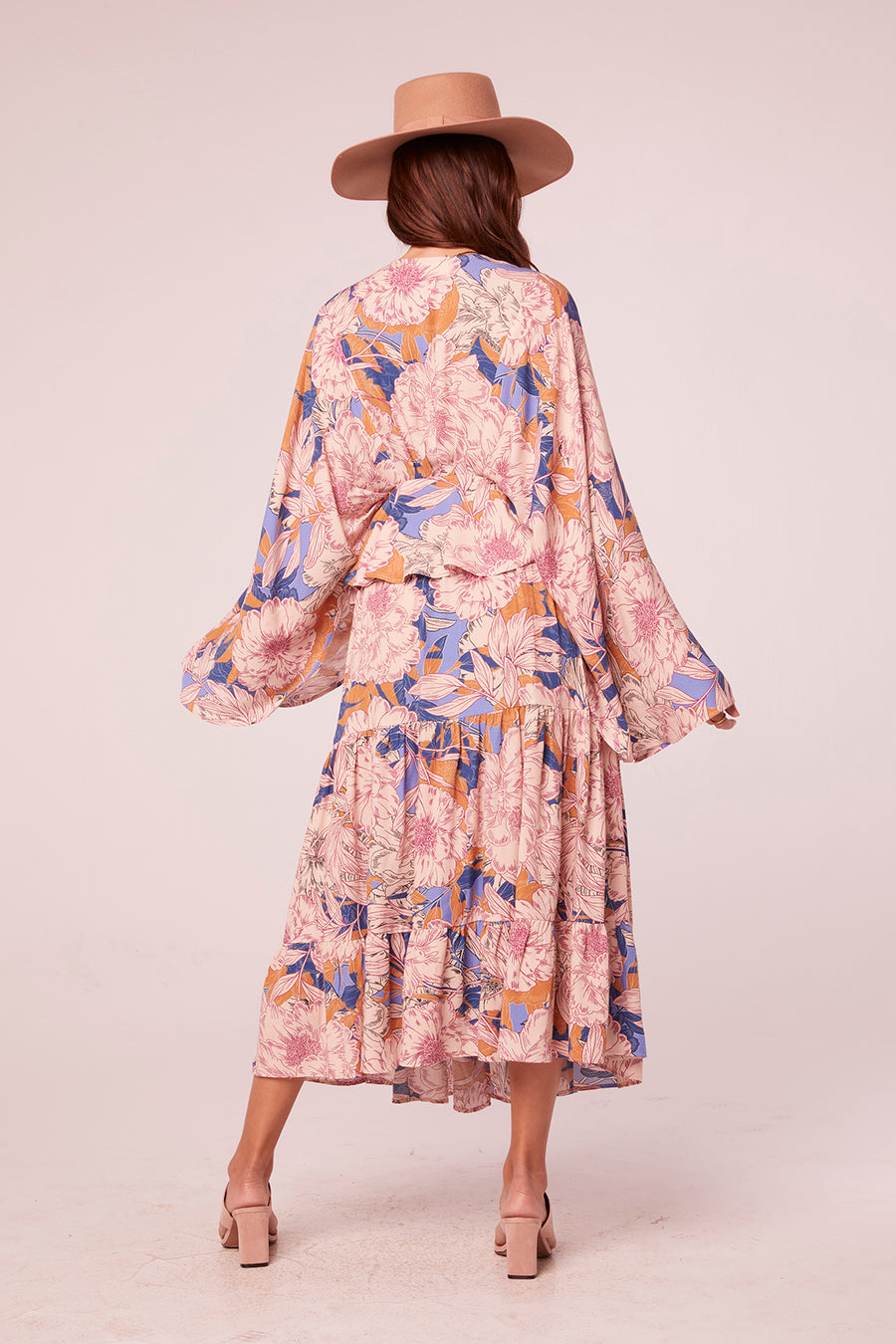 Gita Periwinkle Floral Tiered Maxi Skirt