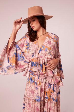 Gita Periwinkle Floral Tiered Maxi Skirt
