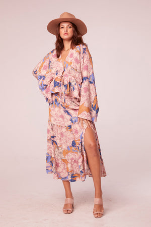 Gita Periwinkle Floral Tiered Maxi Skirt
