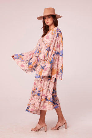 Gita Periwinkle Floral Tiered Maxi Skirt