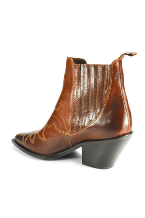 Hazel Tan Leather Western Bootie